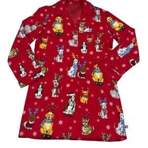Nick & Nora Soft Comfy Flannel Christmas Dogs Nightshirt Women's Size Medium